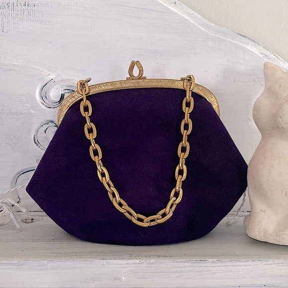 Purple velvet clutch bag Clearance